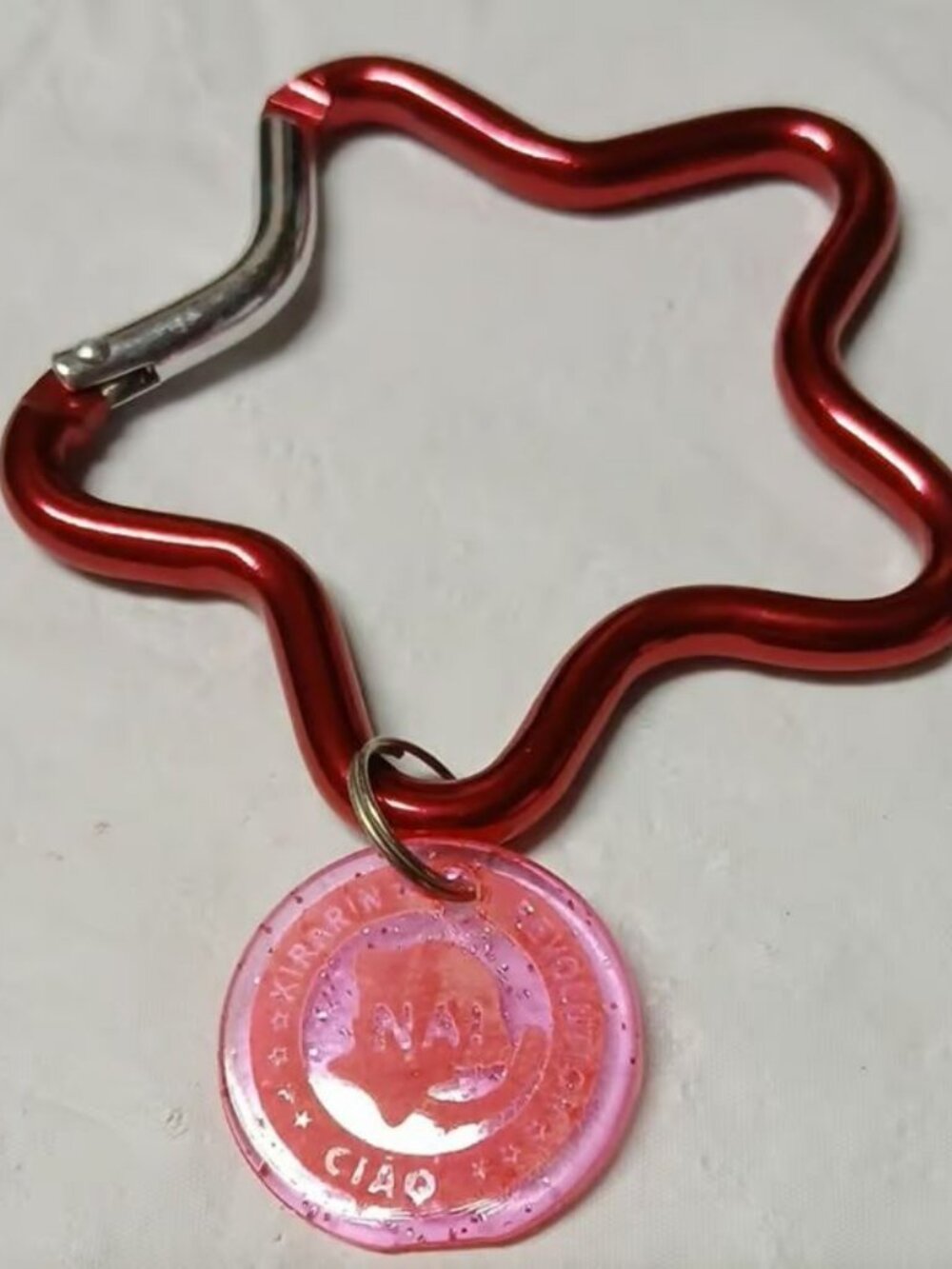 Kirarin Revolution Star-Shaped Carabiner Keychain w/ Glitter Charm Japan Furoku